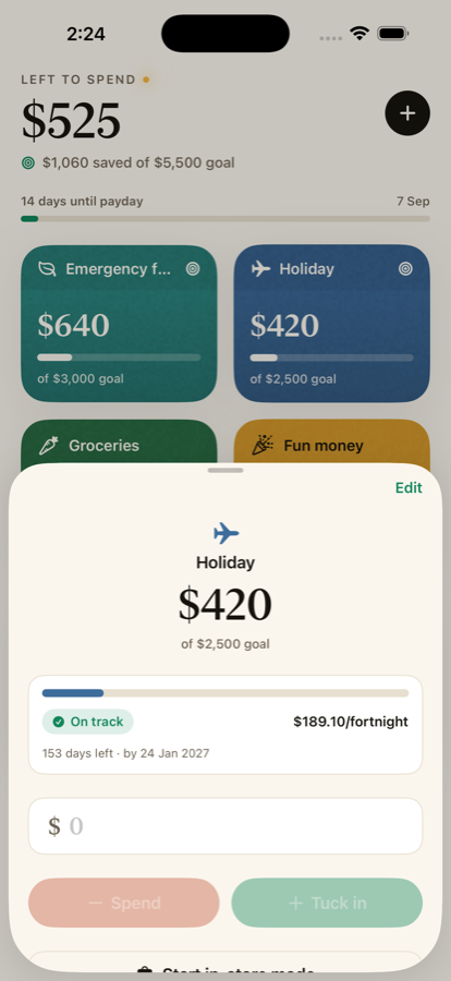 A Tuckfly savings goal, on track